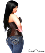 Dark Brown Distressed Faux Leather Corset