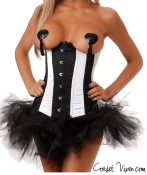 Black White Striped Burlesque Underbust Corset