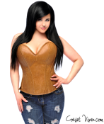 Camel Distressed Faux Leather Corset