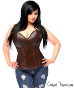 Dark Brown Distressed Faux Leather Corset