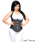 Denim Steel Boned Underbust Corset with Buckles