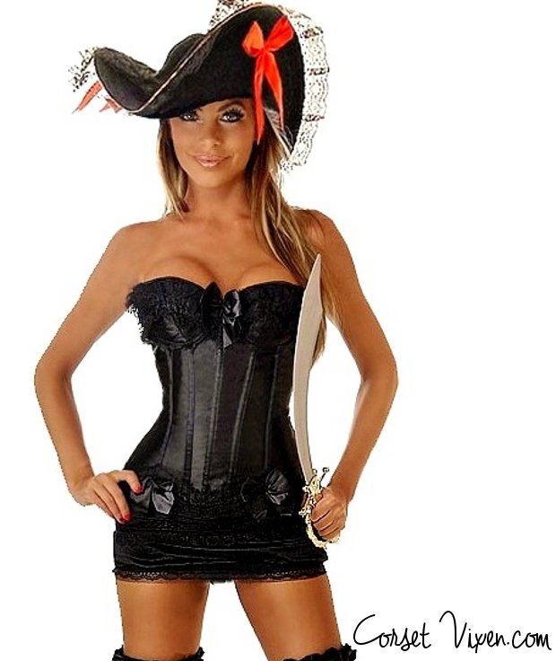 Become an exotic piece of History with our Sexy Black Pirate Corset Costume...
