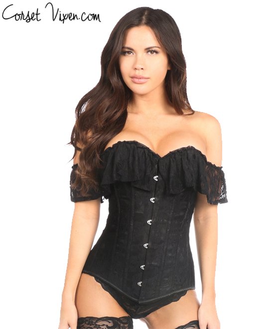 Lavish Black Lace Off-The-Shoulder Corset