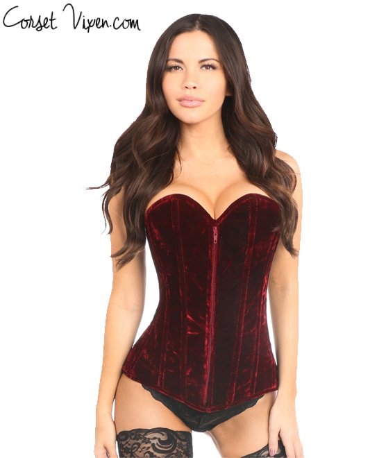 Lavish Red Crushed Velvet Overbust Corset