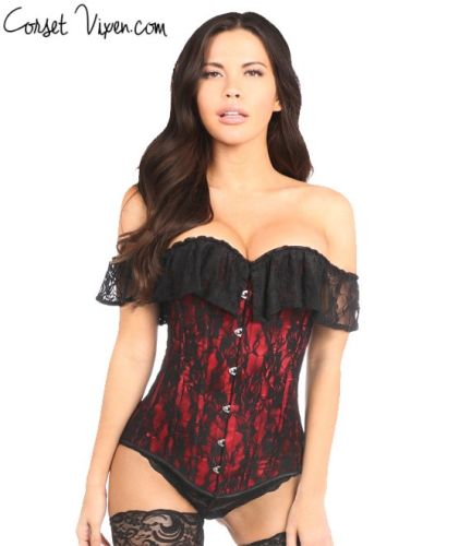 Lavish Red Lace Off-The-Shoulder Corset