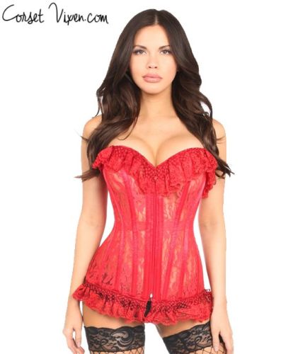 Lavish Red Sheer Lace Corset