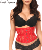 Red Lavish Red Sheer Lace Waist Cincher Corset