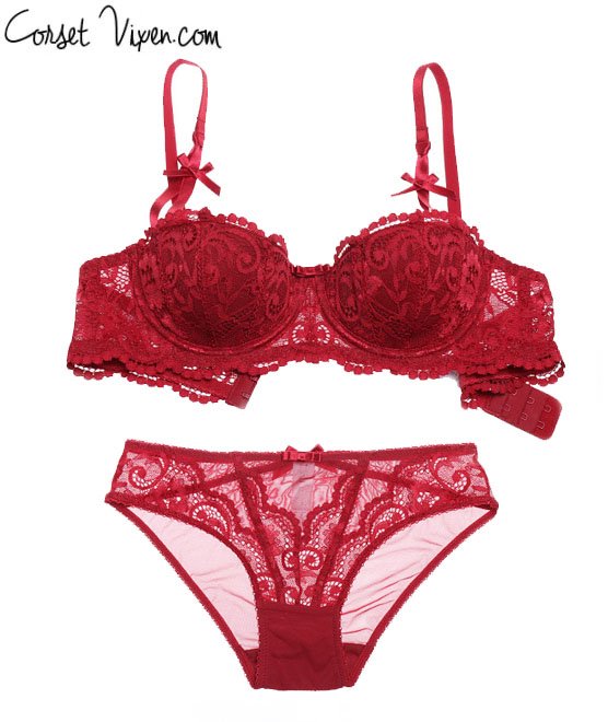 Sexiest Lace Underwire Demi Bra Set Lingerie