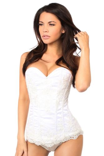 Top Drawer Elegant White Embroidered Steel Boned Corset