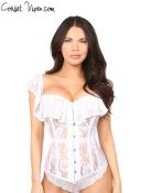 Top Drawer White Sheer Lace Steel Boned Corset