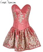 Elegant Floral Embroidered Steel Boned Short Corset Dress