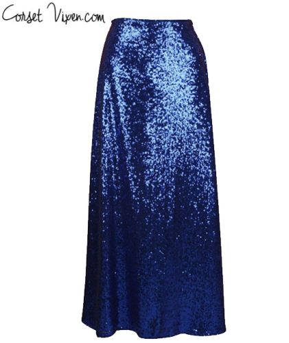 Long Sequin Skirt (Color: Royal Blue)